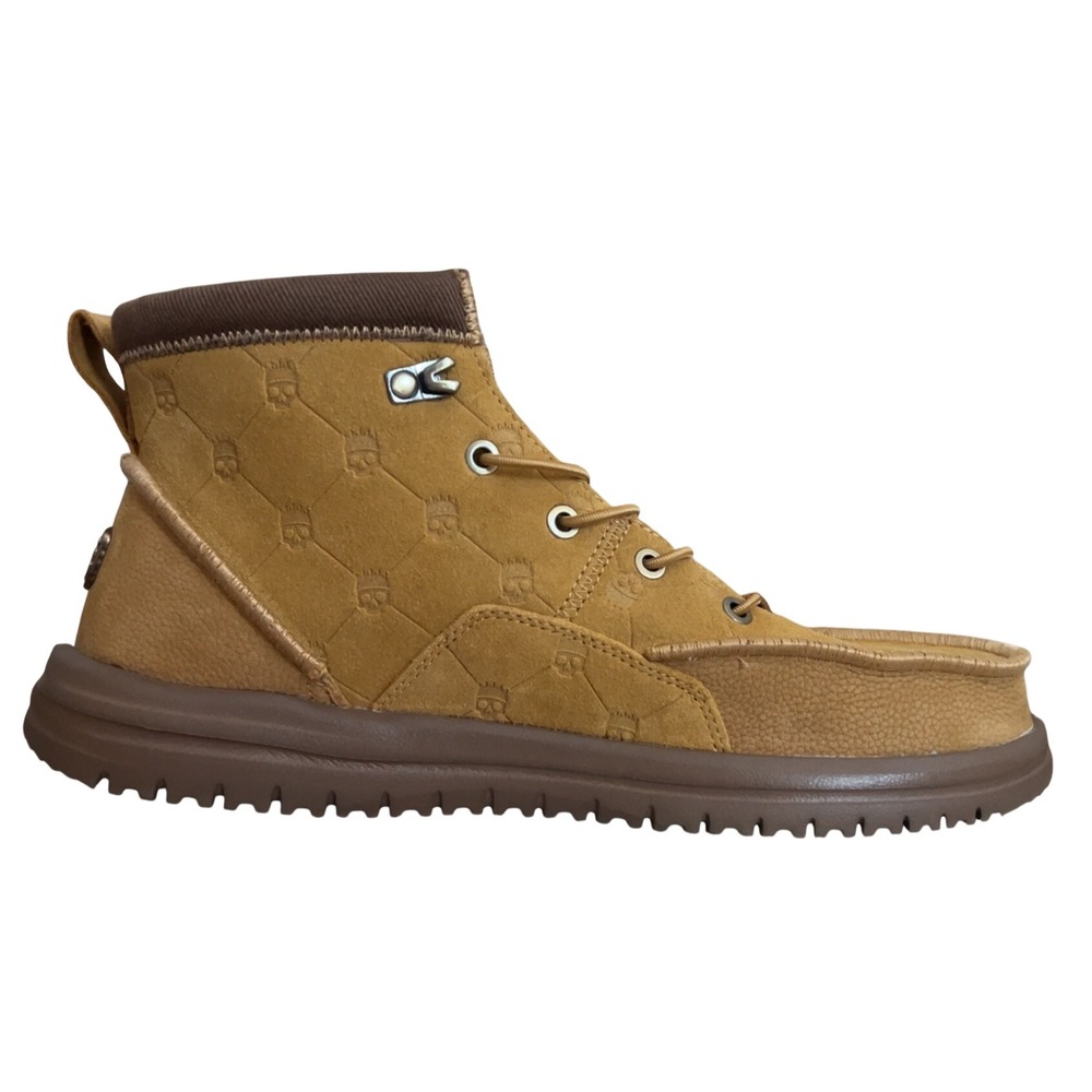 Jelly Roll x Hey Dude Leather Boots Bradley Tan Brown Skull Print Mens Sz 12